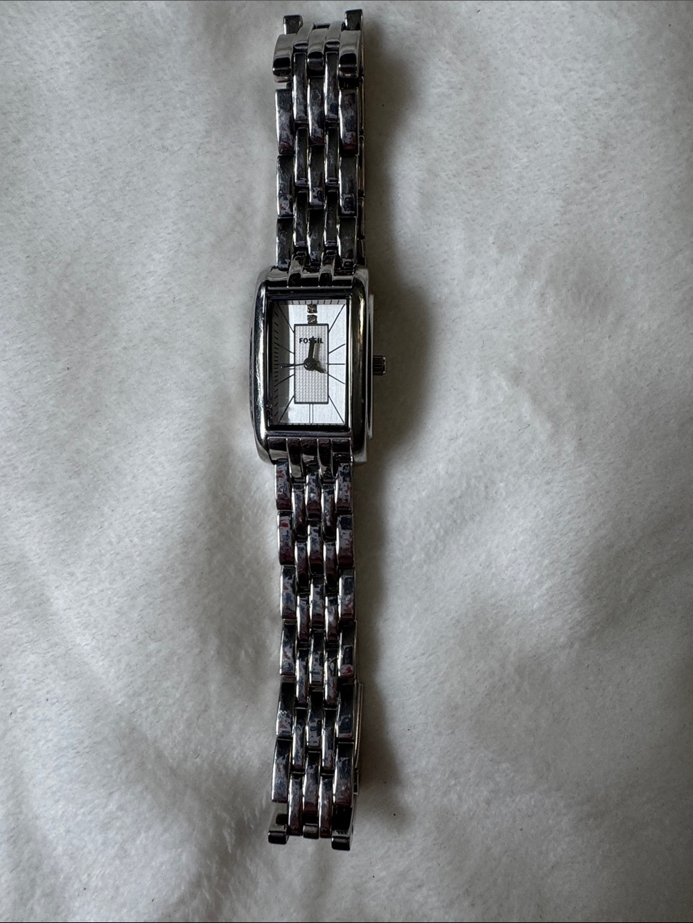 Fossil Woman’s Silver Rectangular Stainless Steel Bracelet Watch